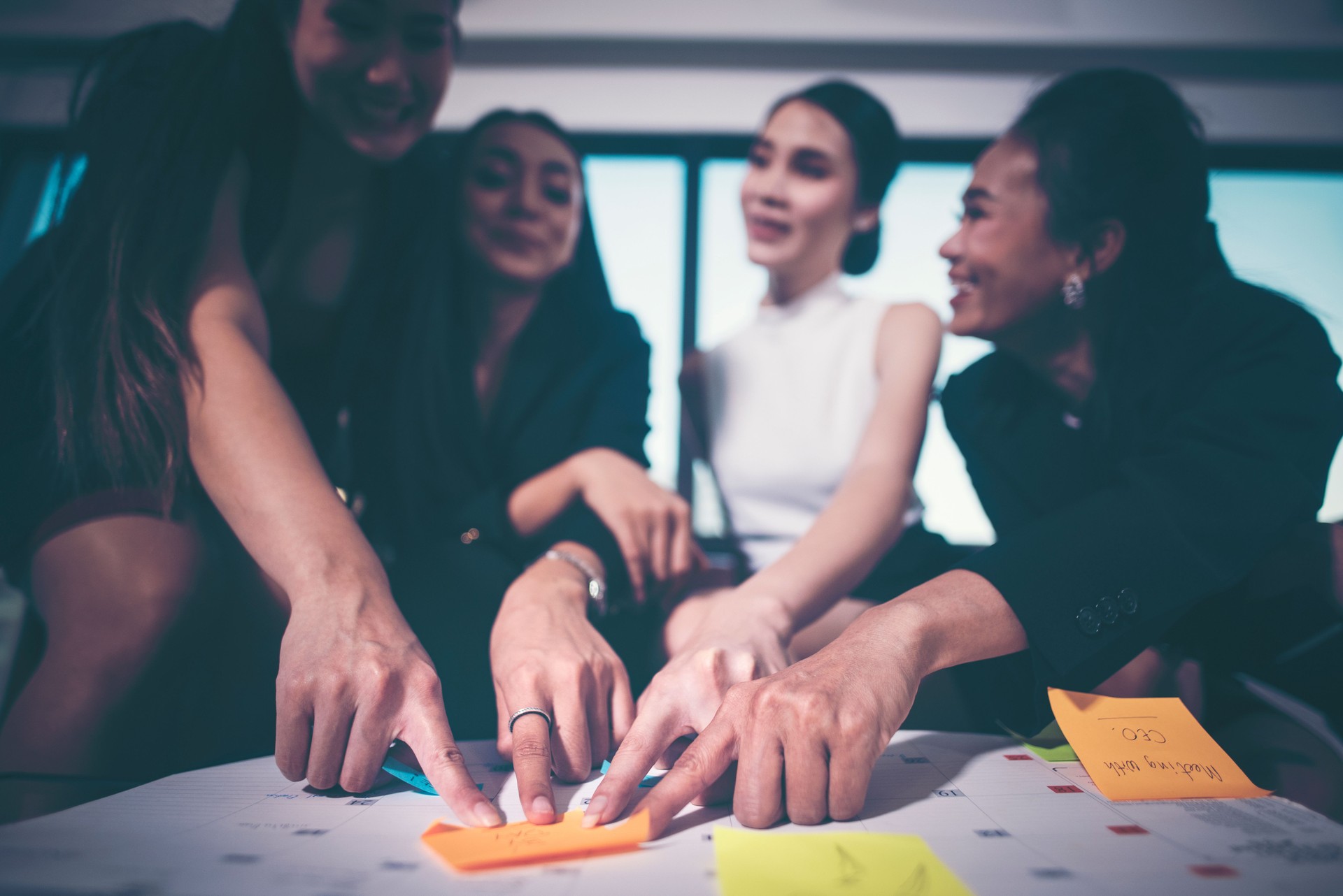 creative event concept, Pointing at the plan, business event planner